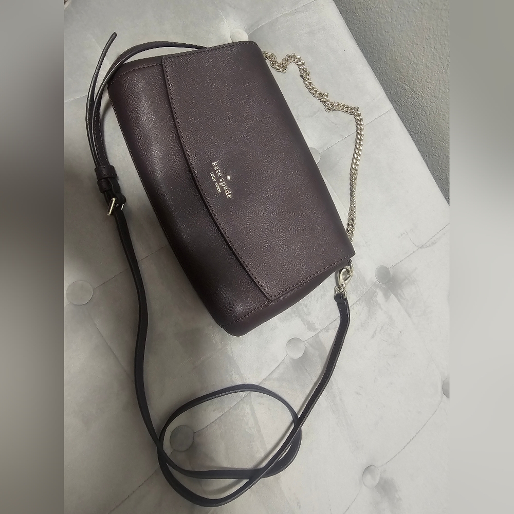 EUC KATE SPADE Plum Laurel Way Greer Gold Chain Convertible Crossbody Bag